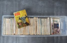 A PLASTIC TUB CONTAINING APPROXIMATELY SIXTY ANALOGUE SCIENCE FICTION MAGAZINES