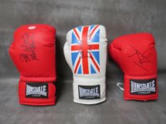 THREE SIGNED BOXING GLOVES, to include Lennox Lewis, Frank Bruno and Johnny Nelson