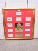 A FRAMED 1966 ENGLAND FOOTBALL WORLD CUP WINNING PICTURE OF BOBBY MOORE, signed along with all ten