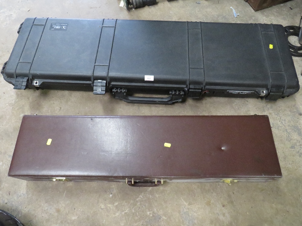 TWO GUN CASES COMPRISING ONE HARD PLASTIC AND ONE WOOD & VINYL - Image 2 of 2