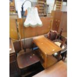 A MID CENTURY SERVING TROLLEY, COFFEE TABLE AND OCCASIONAL LAMP TABLE (3)
