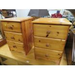 A PAIR OF HONEY PINE BEDSIDE CHESTS