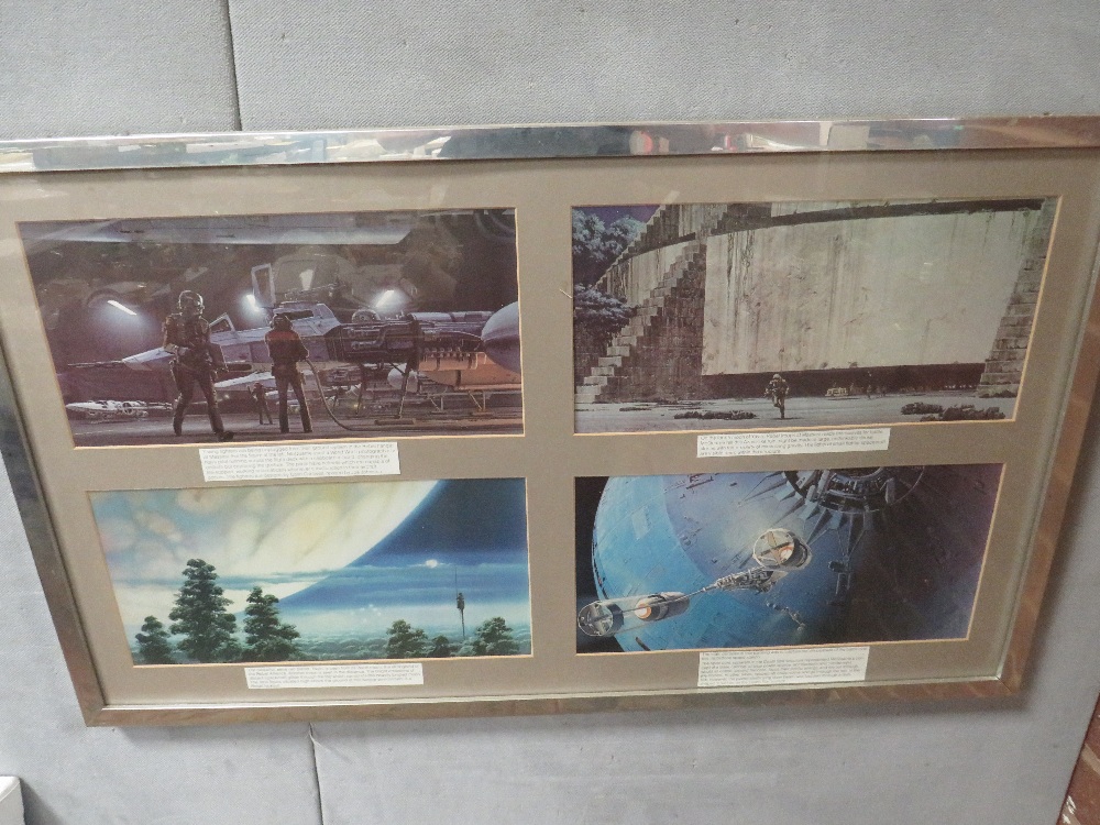 STAR WARS INTEREST - SIX FRAMED SET OF LOBBY TYPE CARDS OF FILM STILLS, TOGETHER WITH AN UNFRAMED