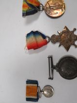 A SET OF THREE FIRST WORLD WAR MEDAL 24088 PTE N HATTON . CHES . R TOGETHER WITH A MINIATURE EXAMPLE