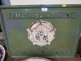 A VINTAGE DOUBLE SIDED ADVERTISING SIGN FOR FRIENDS PROVIDENT AND CENTURY INSURANCE