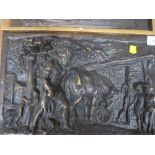 A VICTORIAN BRONZE HORSE DESIGN FIRE WALL PLAQUE