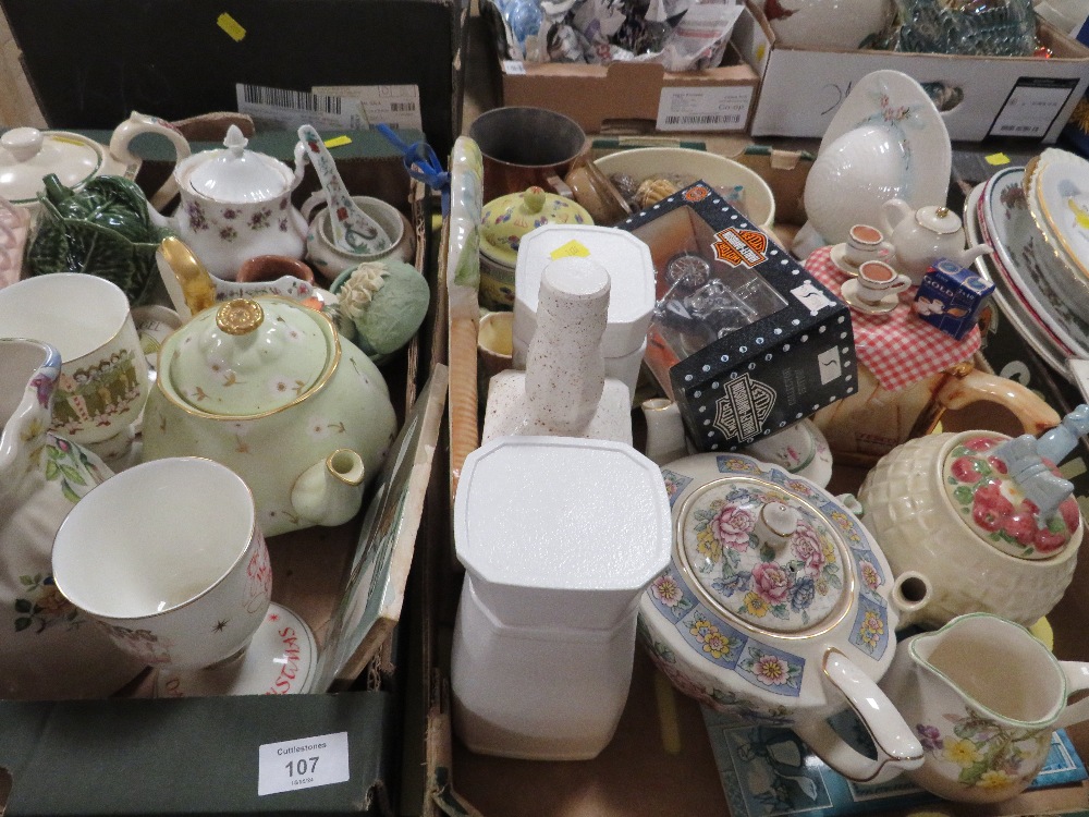 TWO TRAYS OF CERAMICS ETC TO INCLUDE ROYAL DOULTON LIMITED EDITION 12 DAYS OF CHRISTMAS GOBLETS,