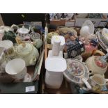 TWO TRAYS OF CERAMICS ETC TO INCLUDE ROYAL DOULTON LIMITED EDITION 12 DAYS OF CHRISTMAS GOBLETS,