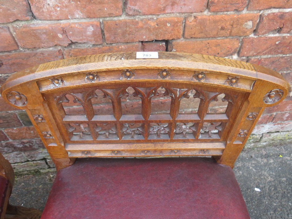 A HEAVY PAIR OF ECCLESIASTICAL OAK CARVED CHURCH STOOLS - 'ST MARYS ABBEY' - Image 2 of 4