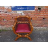 A HEAVY OAK ECCLESIASTICAL CARVED ARMCHAIR - 'ST MARYS ABBEY'