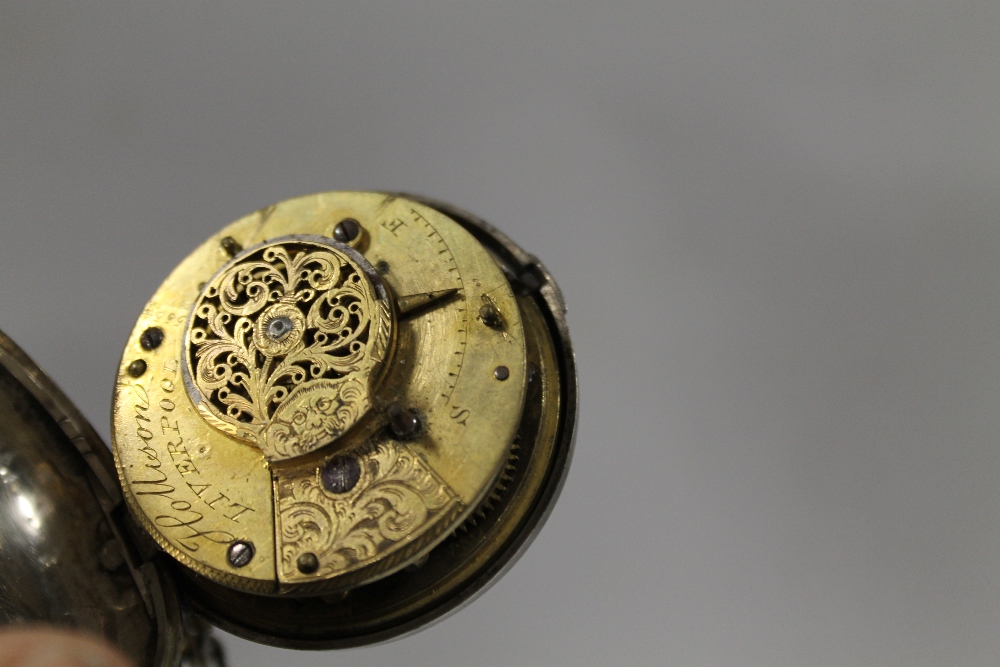 A GEORGE IV SILVER POCKET WATCH CASE HALLMARKED BIRMINGHAM 1824 THE MOVEMENT SIGNED HOLLISON - Image 2 of 2