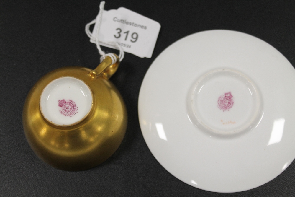 ROYAL WORCESTER 'FALLEN FRUIT' CABINET CUP AND SAUCER - SIGNED RICKETTS C1913 - Image 3 of 3