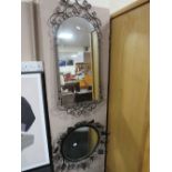 TWO VINTAGE WROUGHT WALL MIRRORS