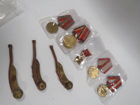 A COLLECTION OF MILITARY MEDALS AND NAVAL WHISTLES