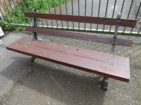 A HEAVY VINTAGE CAST IRON GARDEN BENCH