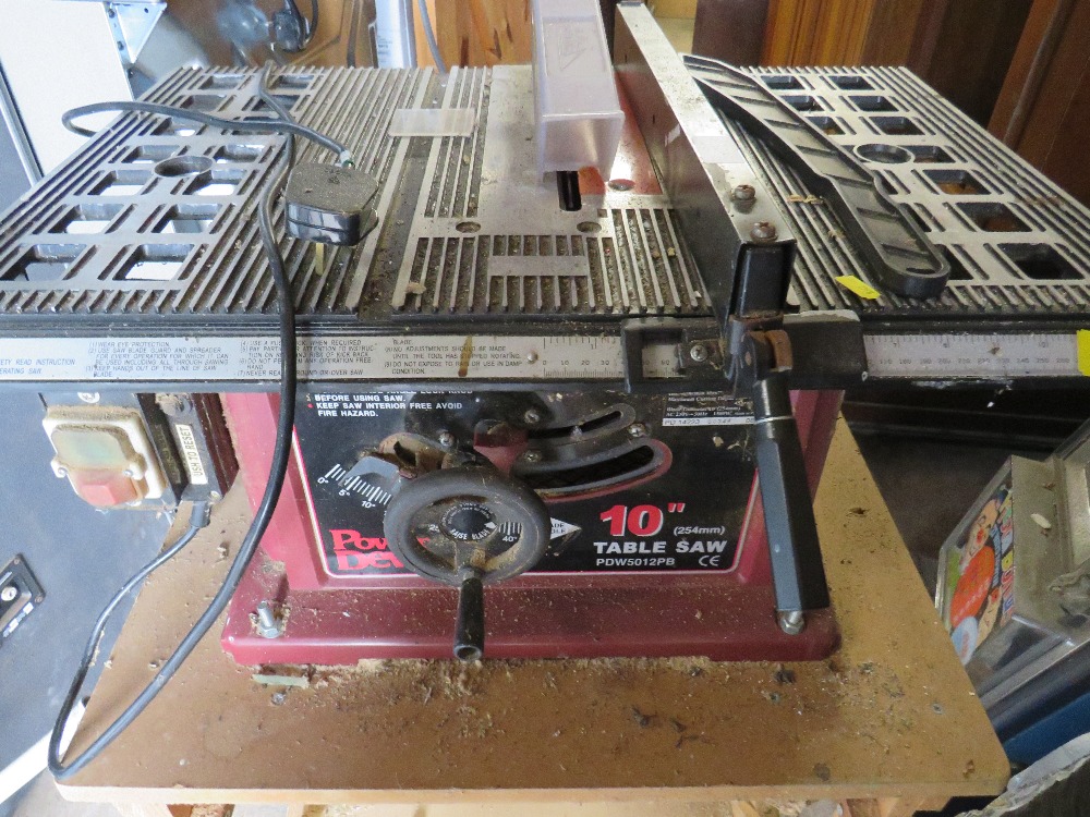 AN ELECTRIC TABLE TOP SAW AND BENCH - POWER DEVIL - Image 2 of 2