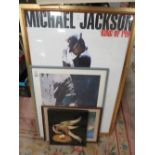 A QUANTITY OF ASSORTED PICTURES AND PRINTS TO INCLUDE MICHAEL JACKSON POSTER ETC