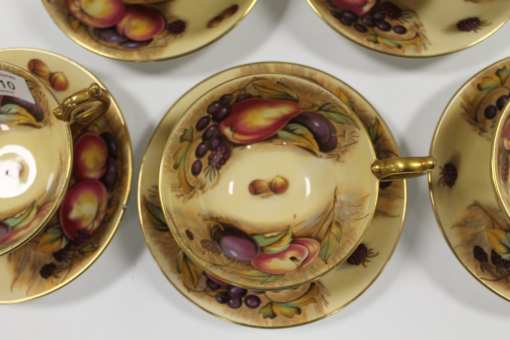 SIX AYNSLEY 'ORCHARD GOLD' CABINET CUPS AND SAUCERS - SIGNED - Image 2 of 4