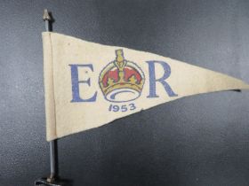 A 1953 PENNANT WITH CORONATION OF QUEEN ELIZABETH II