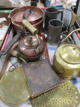 A TRAY OF VARIOUS METALWARE