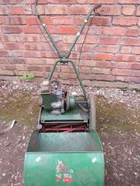 A RANSOMES CYLINDER MKI PETROL LAWN MOWER WITH GRASS BOX