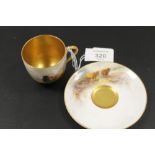ROYAL WORCESTER 'HIGHLAND CATTLE' CABINET CUP AND SAUCER - SIGNED H. STINTON C1911