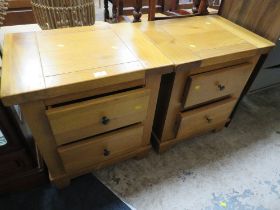 A PAIR OF LIGHT OAK BEDSIDE CHESTS