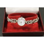 A STERLING SILVER LADIES ROTARY WRISTWATCH IN BOX
