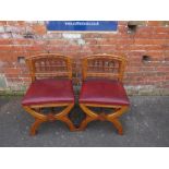 A HEAVY PAIR OF ECCLESIASTICAL OAK CARVED CHURCH STOOLS - 'ST MARYS ABBEY'