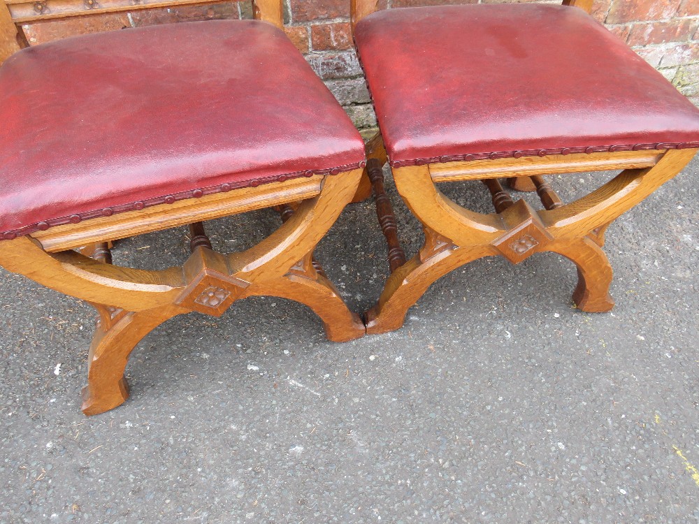 A HEAVY PAIR OF ECCLESIASTICAL OAK CARVED CHURCH STOOLS - 'ST MARYS ABBEY' - Image 3 of 4