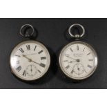 TWO SILVER CASED POCKET WATCHES, ONE SWISS MADE