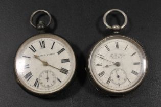 TWO SILVER CASED POCKET WATCHES, ONE SWISS MADE