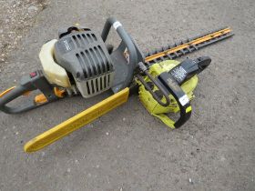 A PARTNER PETROL CHAINSAW AND A RYOBI HEDGE TRIMMER (2)