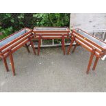 THREE WOODEN PLANT TROUGHS ON LEGS