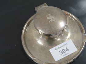 A HALLMARKED SILVER DESK TOPPED INK WELL