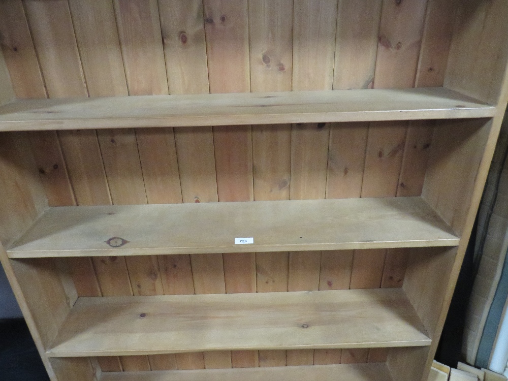 A TALL HONEY PINE OPEN BOOKCASE - 240 X 106 CM - Image 2 of 2