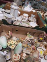 THREE TRAYS OF CERAMICS AND COLLECTABLE'S TO INCLUDE CHERISHED TEDDIES