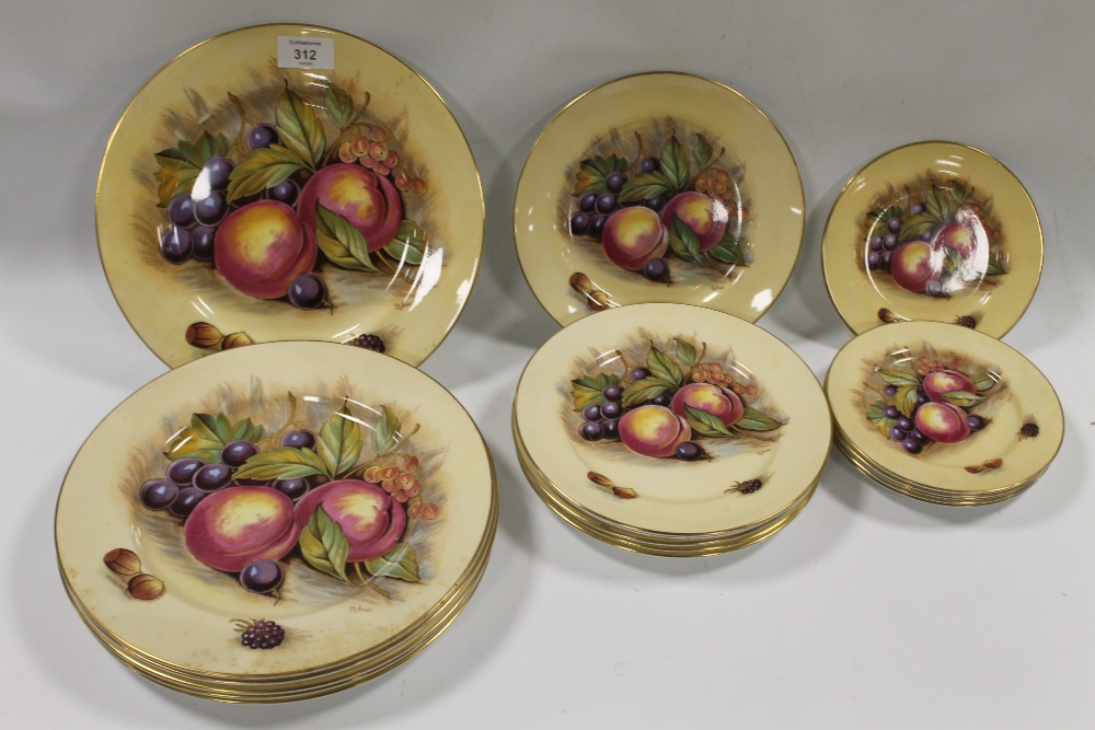 EIGHTEEN AYNSLEY 'ORCHARD GOLD' PLATES - SIGNED