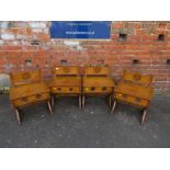 A SET OF FOUR ECCLESIASTICAL OAK CARVED CHURCH STOOLS - 'ST MARYS ABBEY'