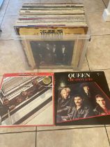 APPROXIMATELY 50 LP RECORDS AND 12" SINGLE RECORDS TO INCLUDE QUEEN, THE BEATLES, ETC