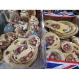 TWO TRAYS OF ASSORTED AYNSLEY 'ORCHARD GOLD' CERAMICS INCLUDING VASES, CUPS, PLATES DISHES ETC -