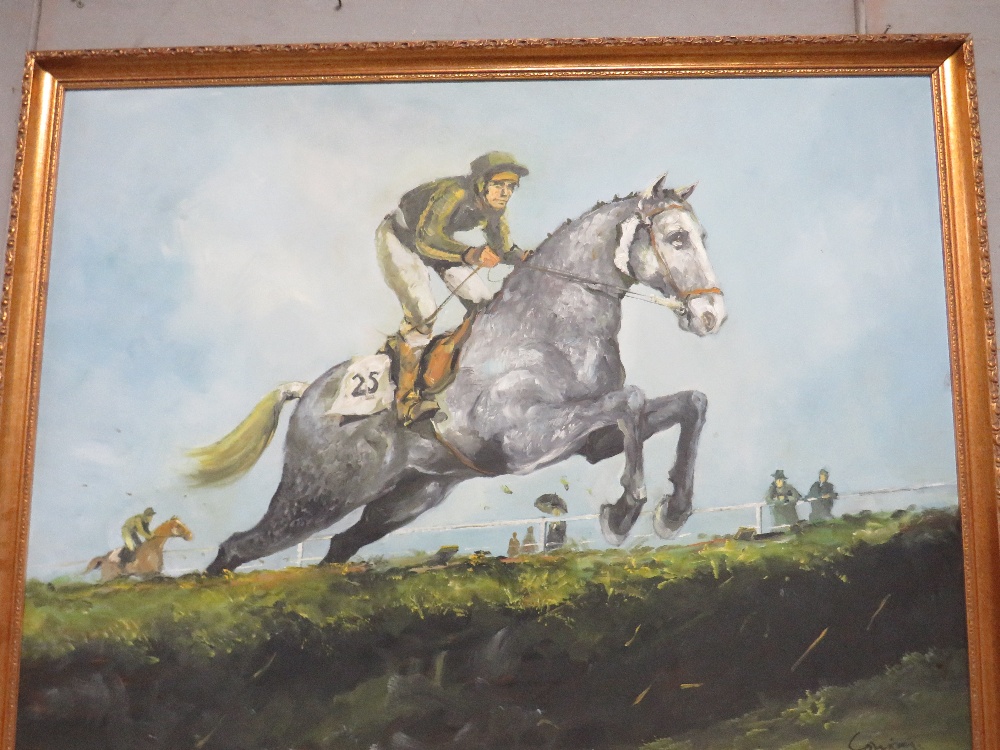 CORRIGAN - AN OIL ON BOARD OF A GREY RACEHORSE 'ASCOT AGAIN'