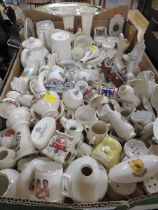 A TRAY OF ASSORTED CRESTED WARE