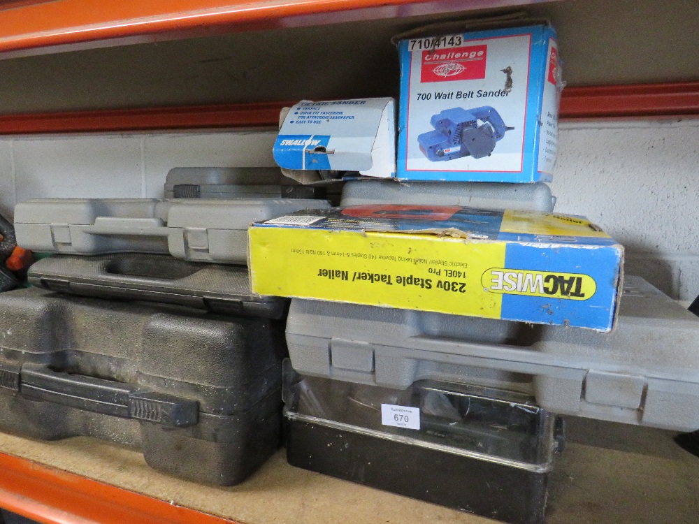 A LARGE QUANTITY OF BOXED ELECTRIC HANDTOOLS - A/F - HOUSE CLEARANCE