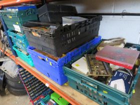FIVE TRAYS OF ELECTRICAL EQUIPMENT AND CONSUMABLES - TRAYS NOT INCLUDED