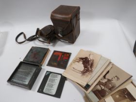 A ROLLEICORD TWIN LENS CAMERA, QUANTITY OF MAGIC LANTERN SLIDES AND A QUANTITY OF VICTORIAN