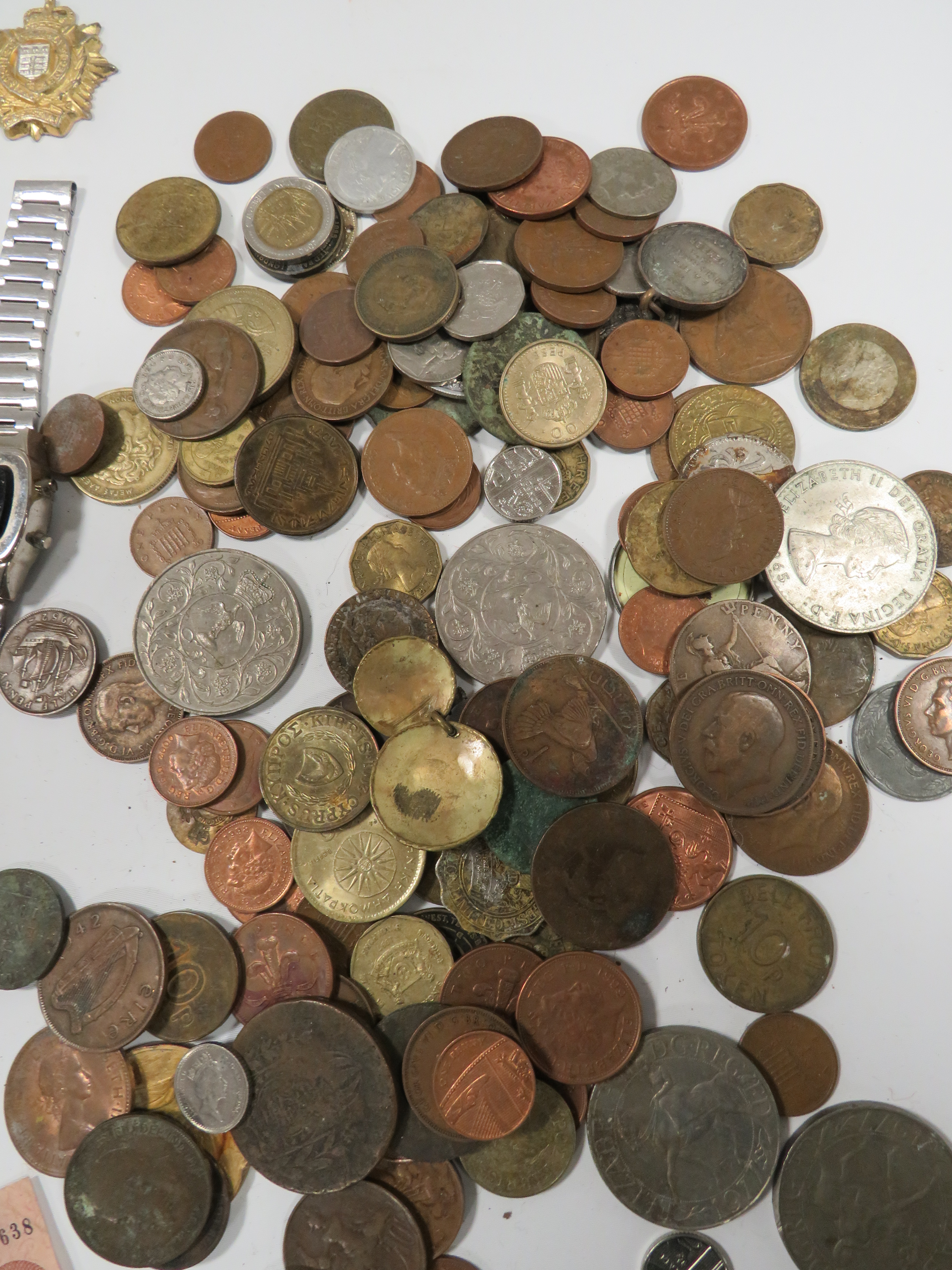 A TIN OF COINS, NOTES, WATCHES ETC - Image 5 of 5