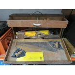A CARPENTER TOOL BOX AND CONTENTS