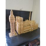 A LARGE SCALE MATCHSTICK MODEL OF NOTRE DAME CATHEDRAL TOGETHER WITH A MODEL OF BIG BEN