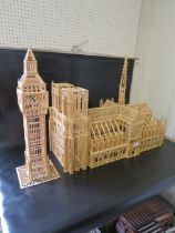 A LARGE SCALE MATCHSTICK MODEL OF NOTRE DAME CATHEDRAL TOGETHER WITH A MODEL OF BIG BEN